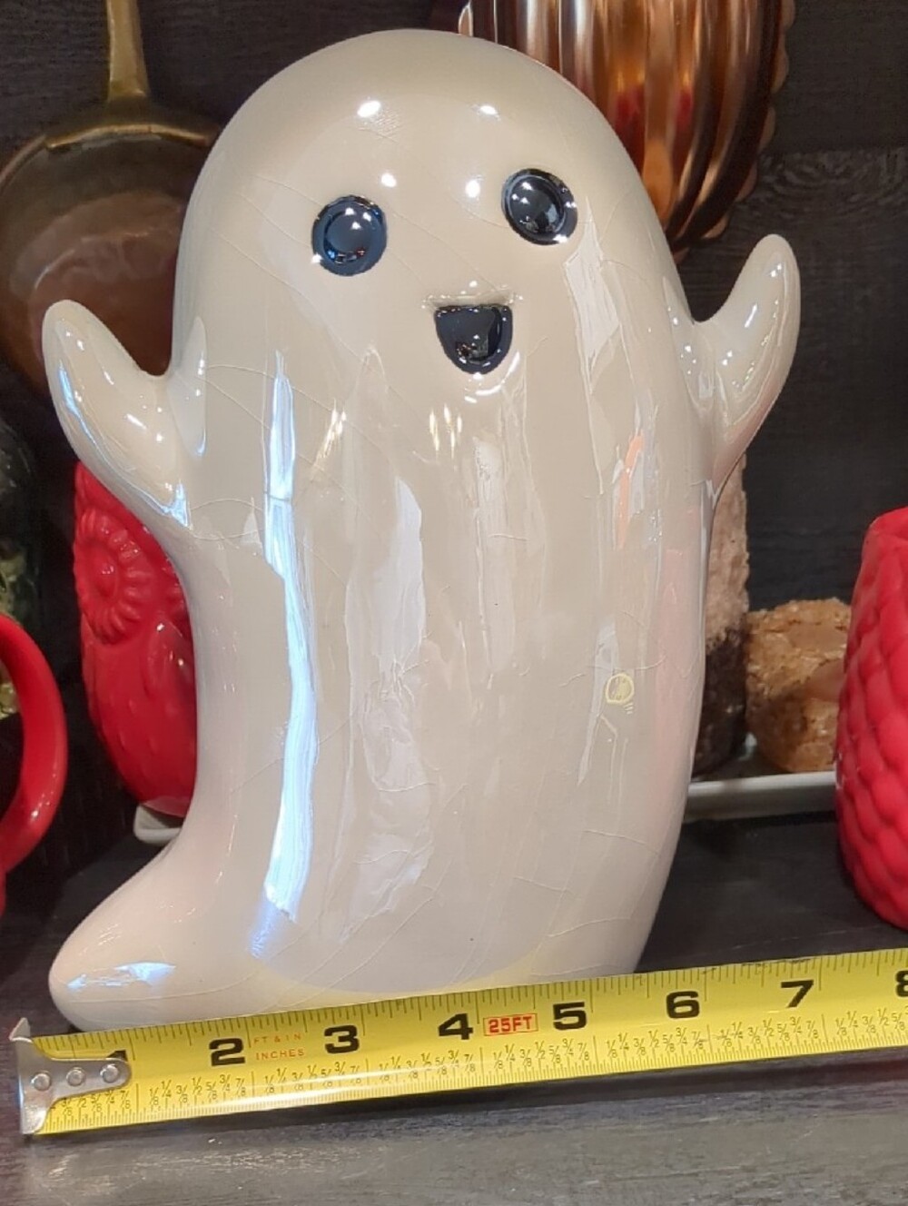 T.J.Maxx Iridescent Cream Ceramic Ghost 9.5 Inch Figure Manufacturing Defects** - Picture 5 of 10